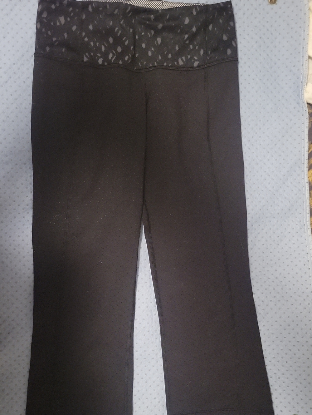 lululemon athletica Black Boot-Cut Yoga Pants with Patterned Waistband